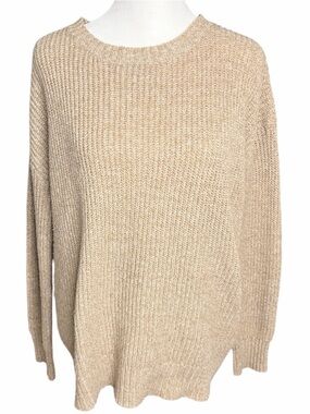 Staccato Neutral Beige Wide Knit Crewneck Sweater